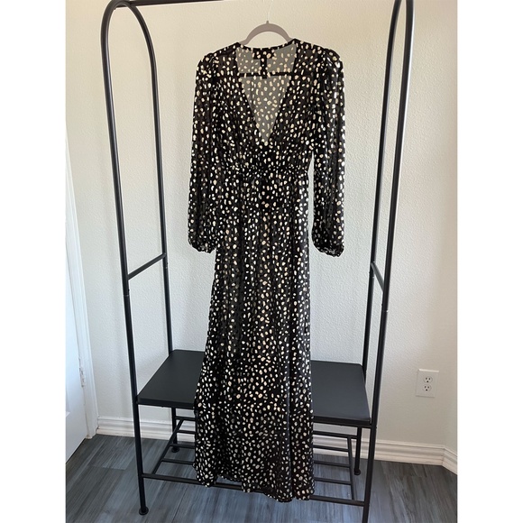 BEACH RIOT x ANTHROPOLOGIE | Shiloh Cover-Up Dress in Black and Gold | Size S - Picture 3 of 7